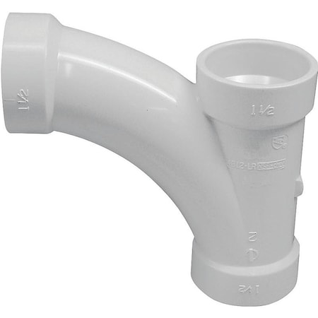 CANPLAS Combination Tee Pipe Wye, 112 In, Hub, PVC, White, SCH 40 Schedule